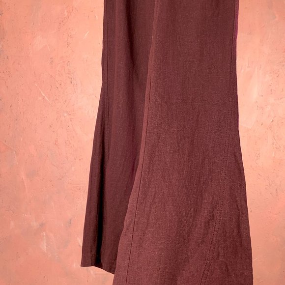ROXY Linen Blend Wide Leg Pants/Oceanside Pant/Beach Pants Roxy/Burgundy Linen - Picture 6 of 9